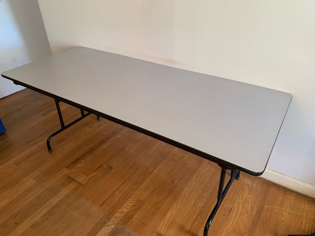 Rectangular Folding Table with Gray Speckled Top
