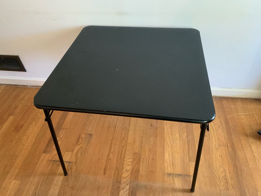 Black Square Folding Card Table with Metal Frame