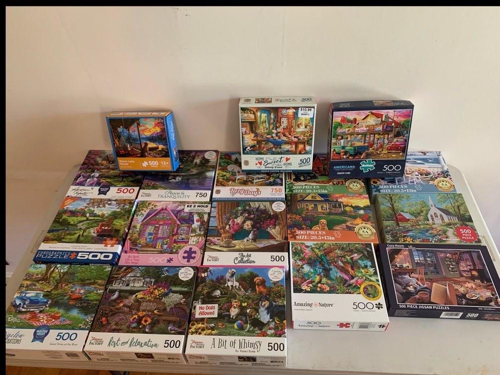 Boxed 500-Piece and 750-Piece Jigsaw Puzzles