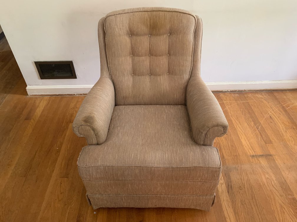 Beige Woven Upholstered Tufted Armchair