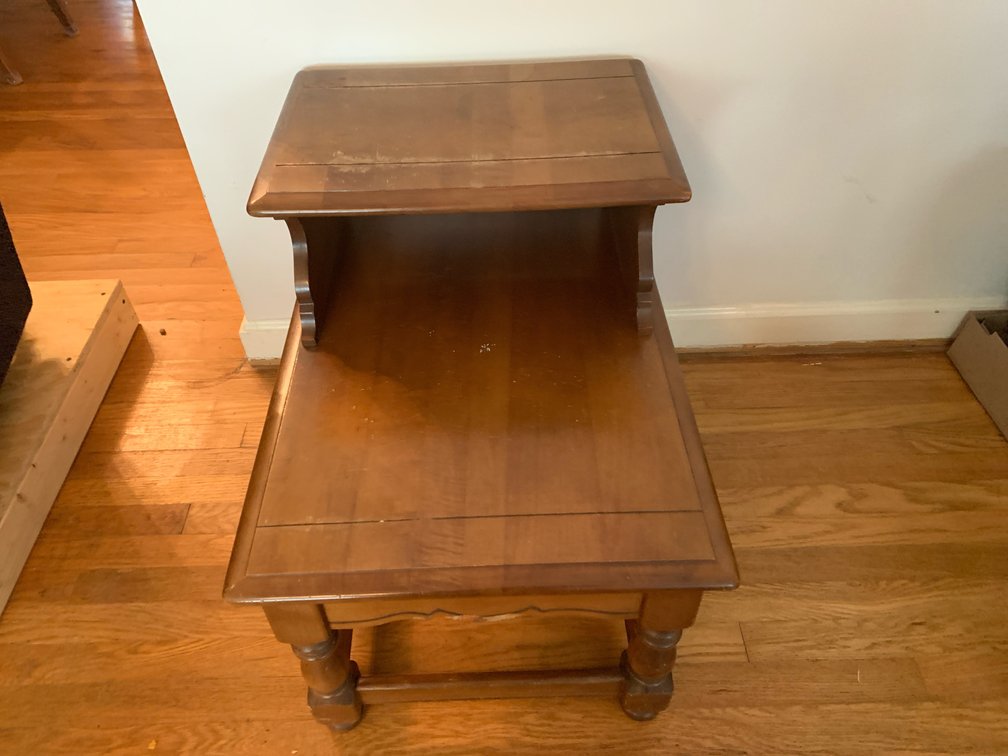Set of 2 Two-Tier Wooden Step End Table with Turned Legs