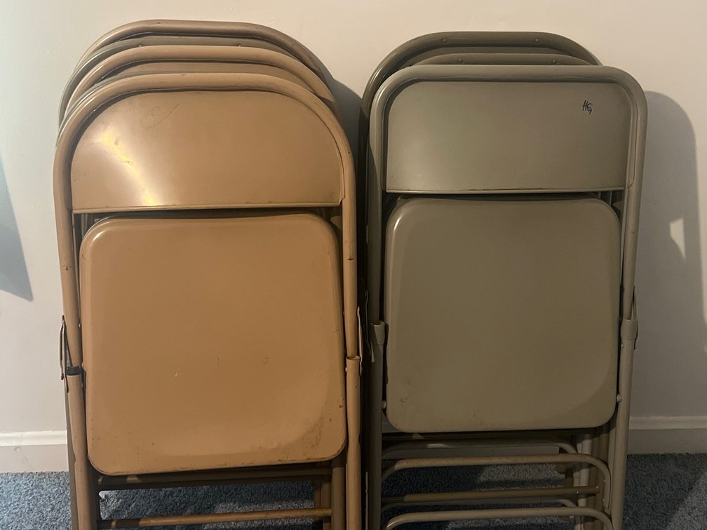 Set of 8 Painted Tubular Metal Folding Chairs