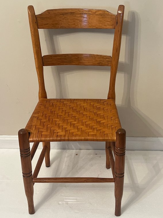 Wooden Side Chair with Woven Splint Seat