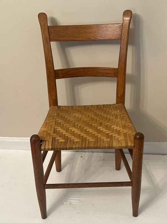 Wooden Ladder-Back Side Chair with Woven Seat
