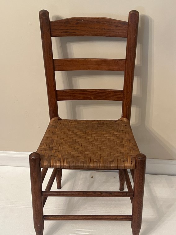 Wood Ladderback Chair with Woven Splint Seat