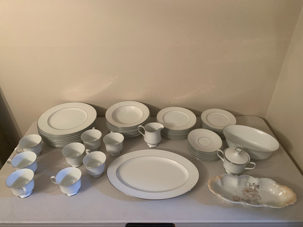 Porcelain Dinnerware, Serving Pieces, and Floral Dish