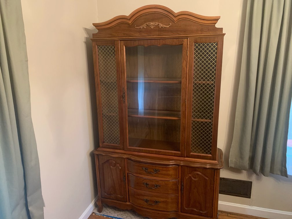 French Provincial Style Wood China Cabinet Hutch