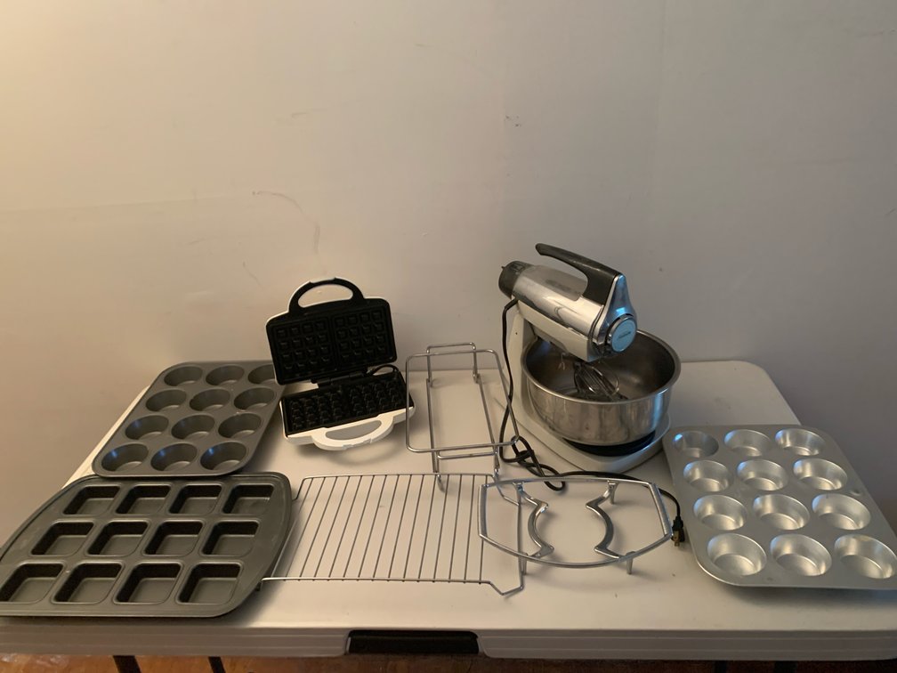 Stand Mixer, Waffle Maker, Bakeware Pans, and Wire Racks