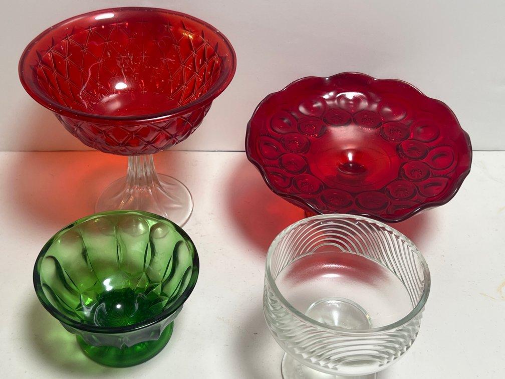 Pressed Glass Compotes and Footed Bowls