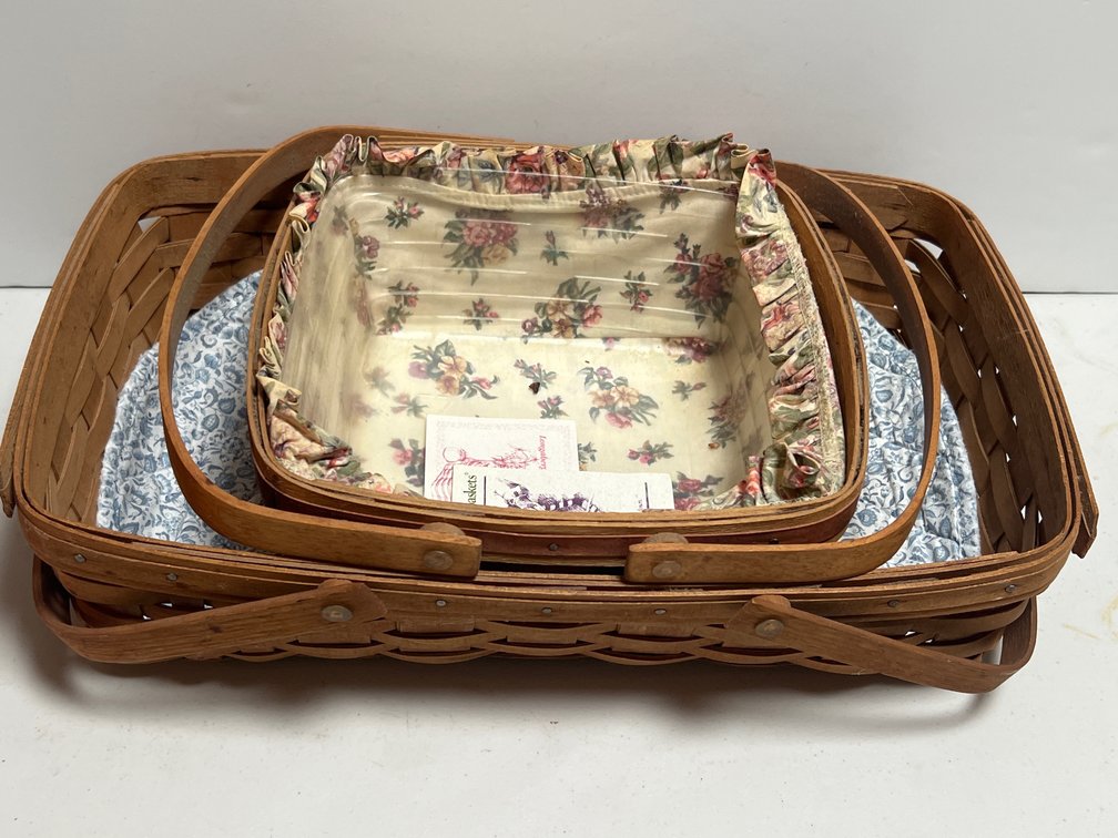 Longaberger Woven Wood Splint Baskets with Liners