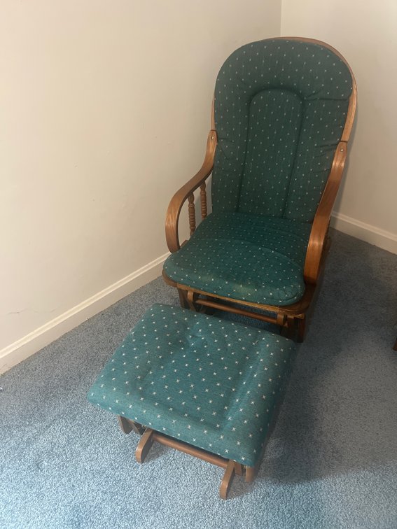 Wooden Glider Rocking Chair and Matching Ottoman