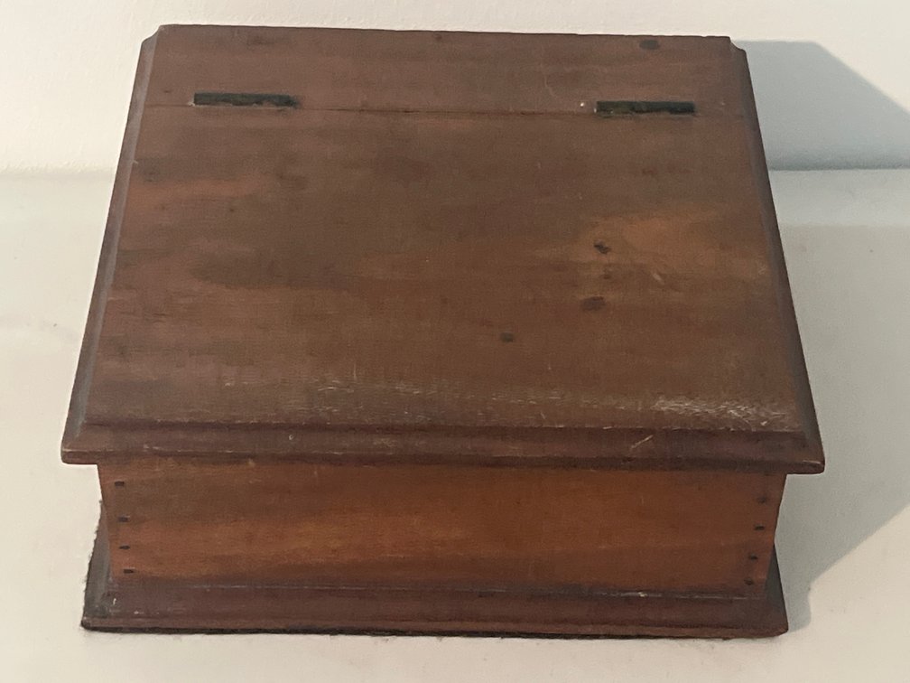 Wooden Box with Hinged Lid and Molded Base