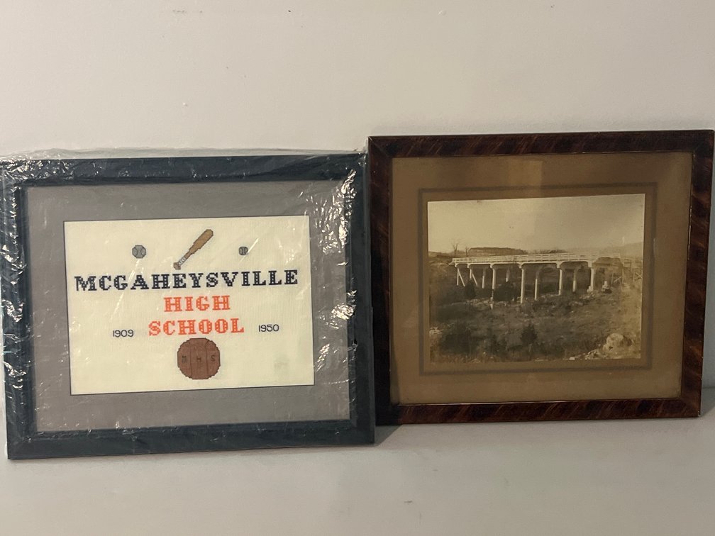 Framed McGaheysville High School Needlework and Bridge Photograph