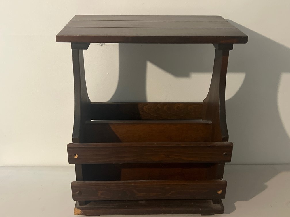 Dark Stained Wood Magazine Rack Side Table