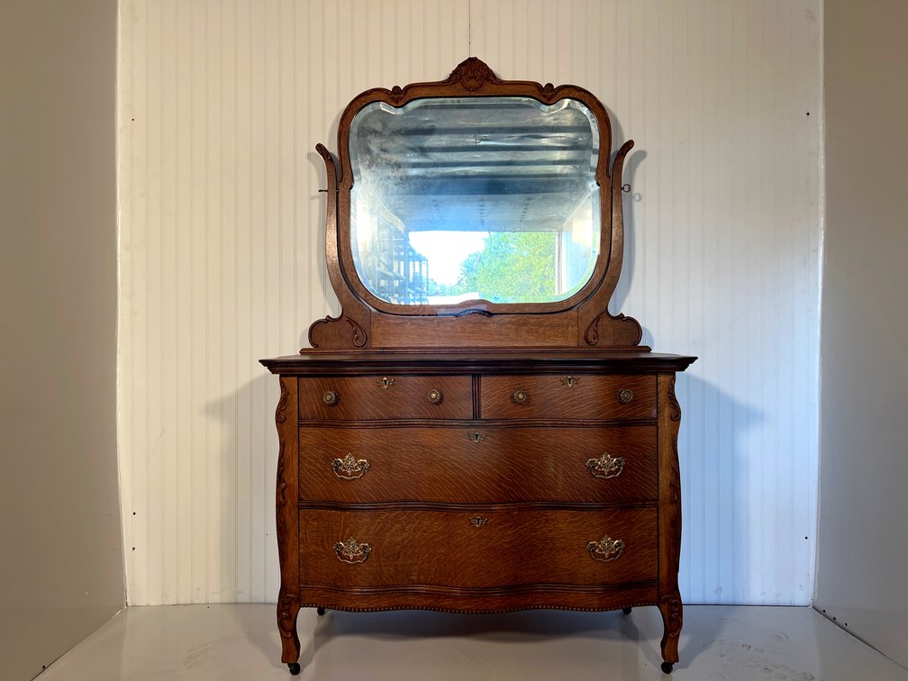 Vintage Early 1990’s Serpentine Dresser with Mirror