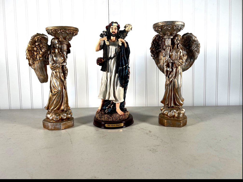 Candle Holders & Jesus w/Lamb