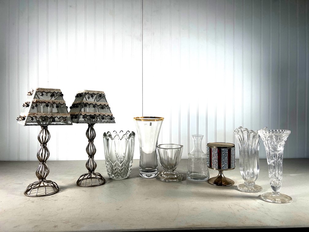 Lot of 9 Candle Holders & Vases