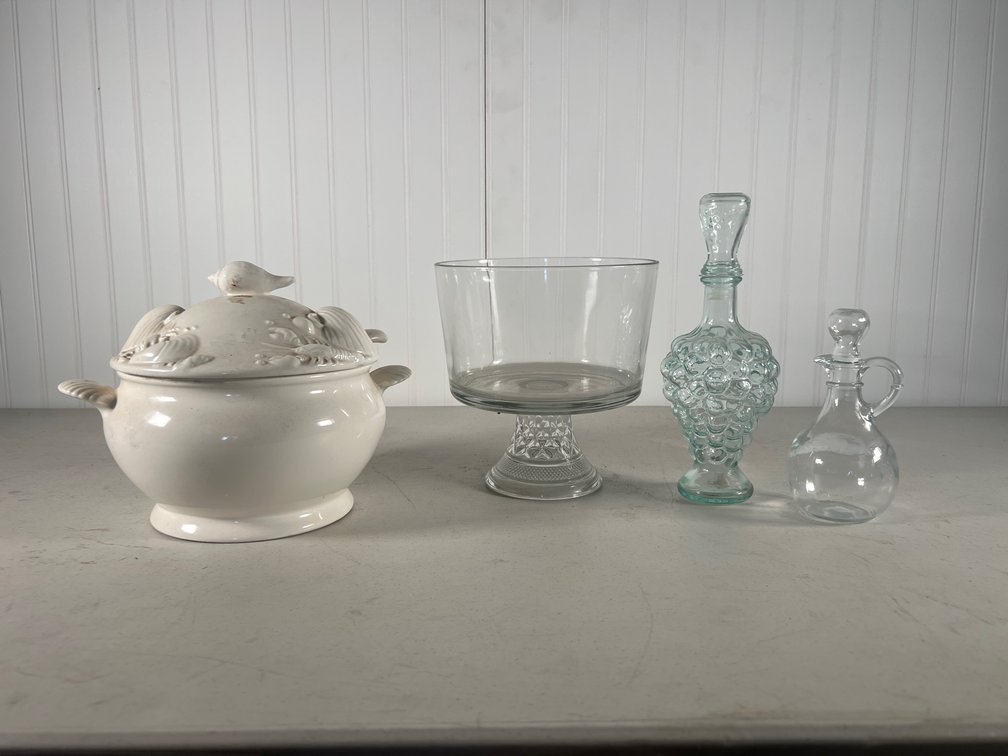 Two Serving Bowls & Two Cruets