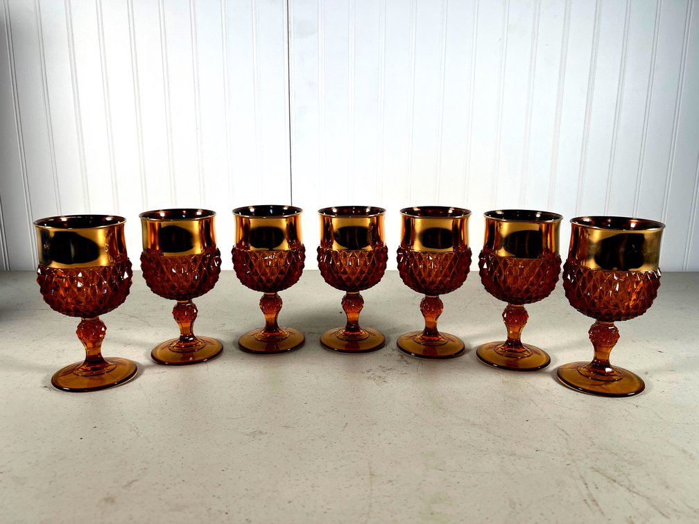 Lot of 7 Vintage Diamond Goblets