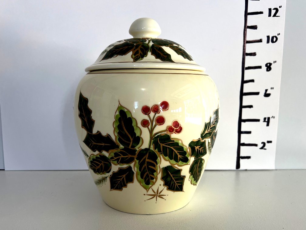 Large Holly Design Cookie Jar