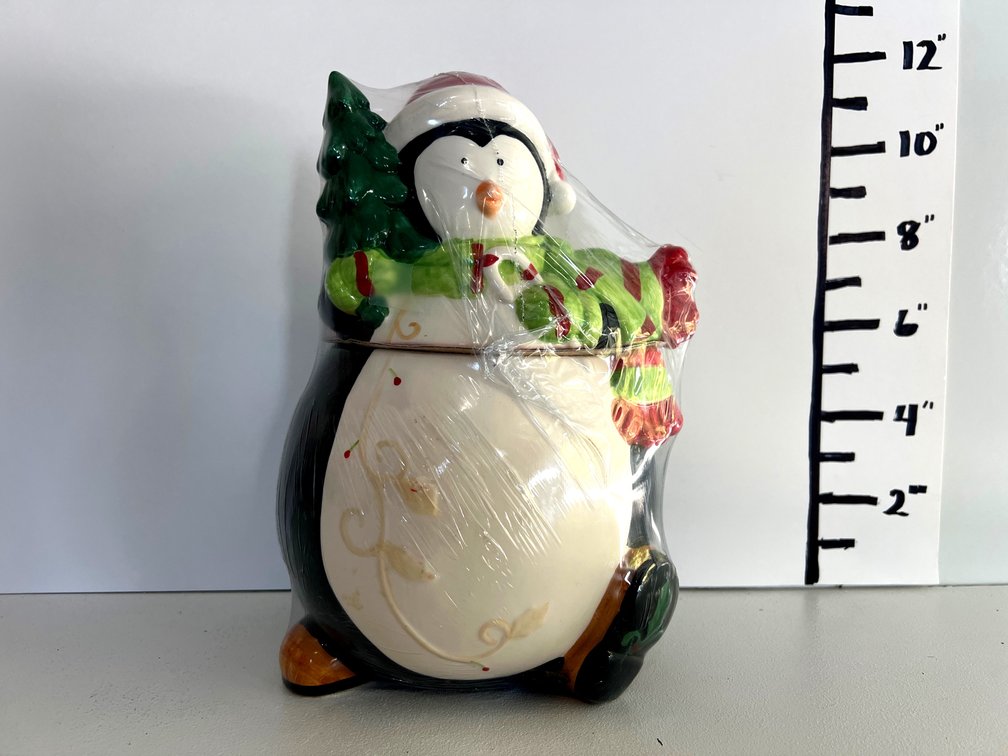 Penguin Christmas Cookie Jar