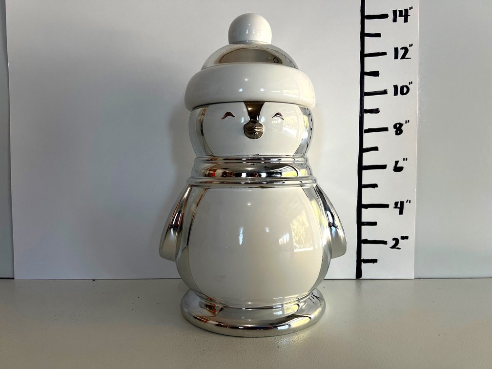 Penguin Cookie Jar - Silver and White