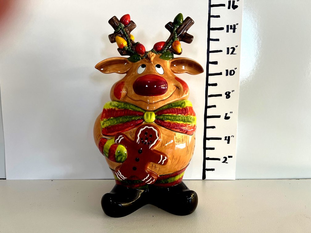 Silly Reindeer Christmas Cookie Jar