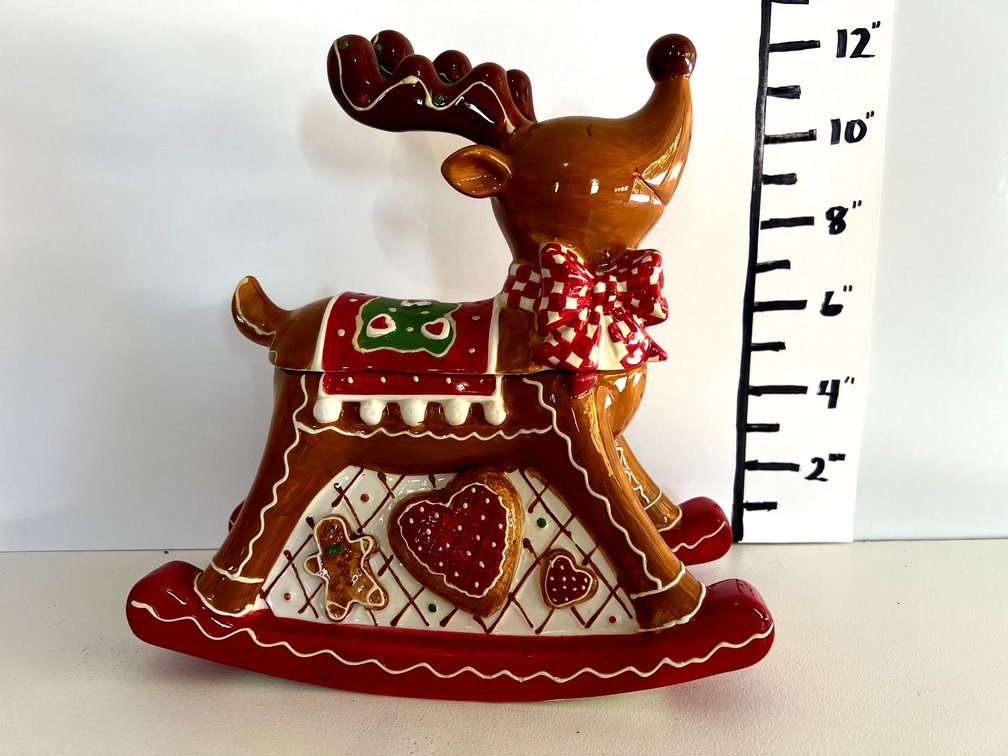 Reindeer Rocking Horse Christmas Cookie Jar