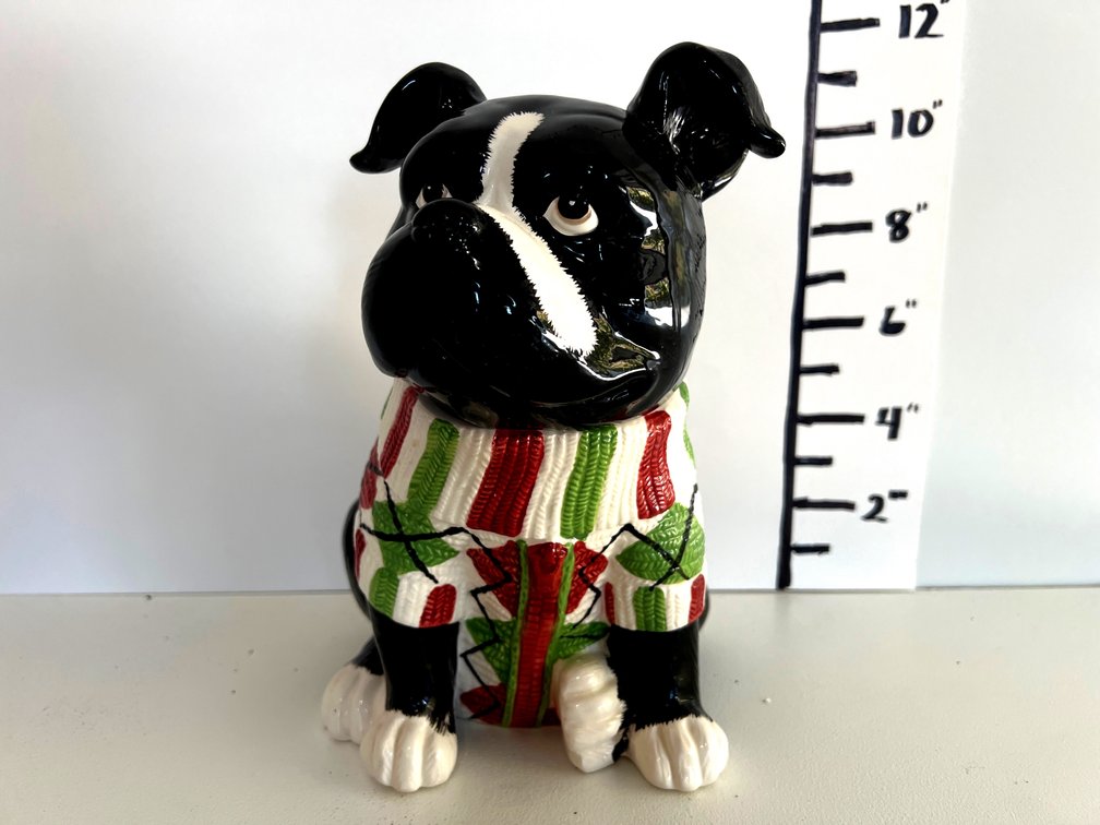 Dog in Christmas Sweater Cookie Jar