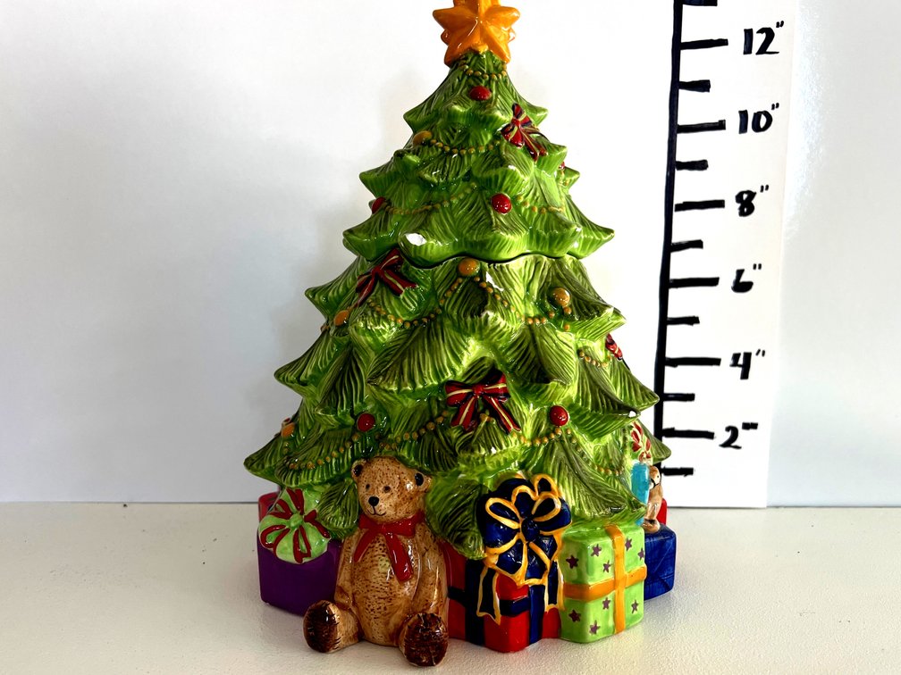 Large Christmas Tree Cookie Jar (Multiple Chips-see pics)