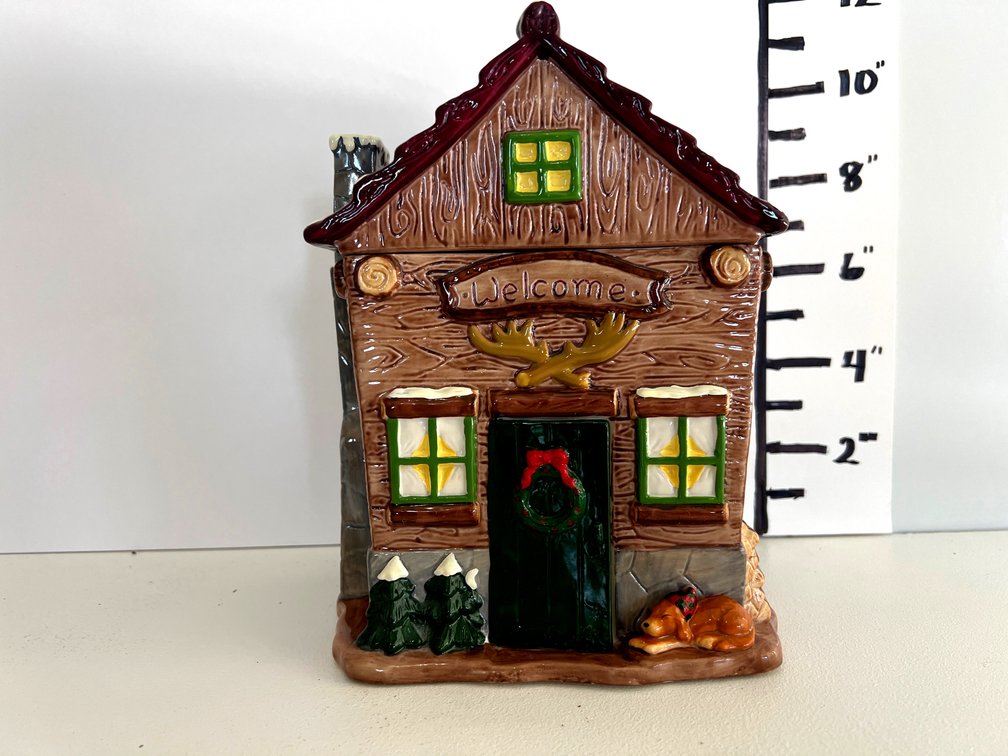 Christmas Cottage Cookie Jar