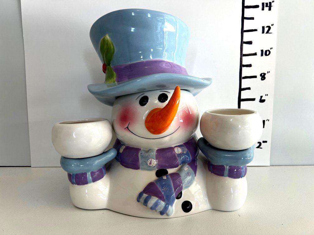 Large Snowman cookie Jar and Chip and Dip Server
