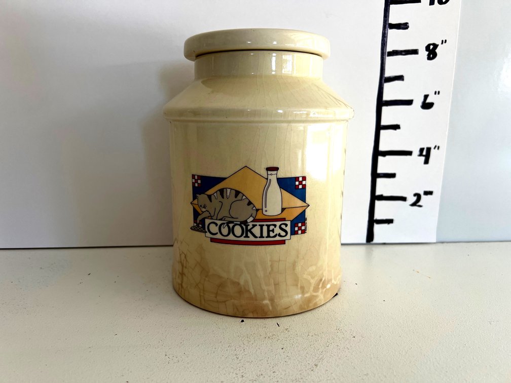 Vintage Cat and Milk Crock Style Cookie Jar