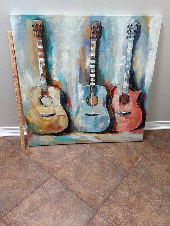 Canvas Painting of Three Acoustic Guitars