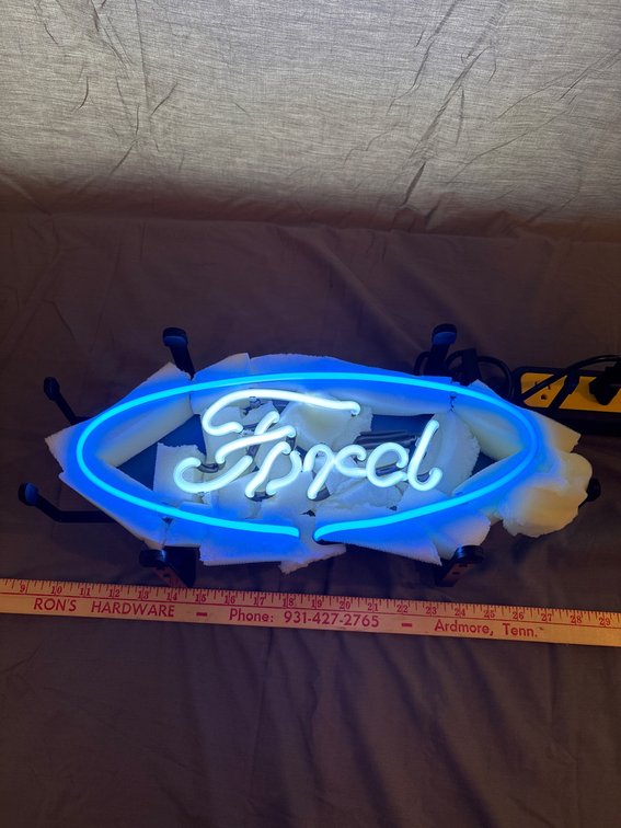 Blue Neon Ford Logo Sign with Power Supply