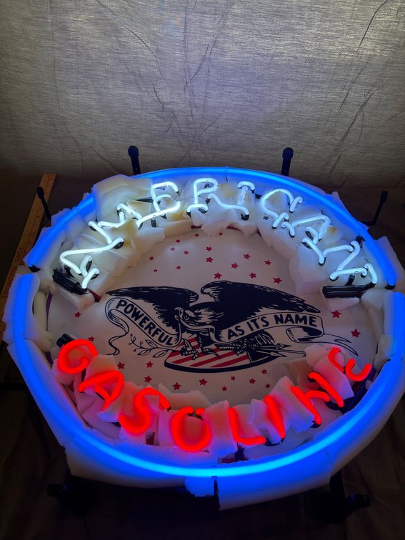 American Gasoline Neon Sign With Eagle Design