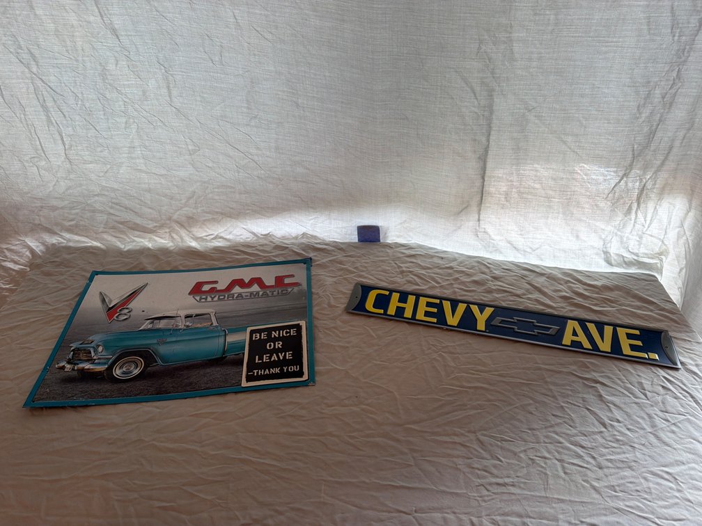 GMC Hydra-Matic and Chevy Avenue Metal Signs
