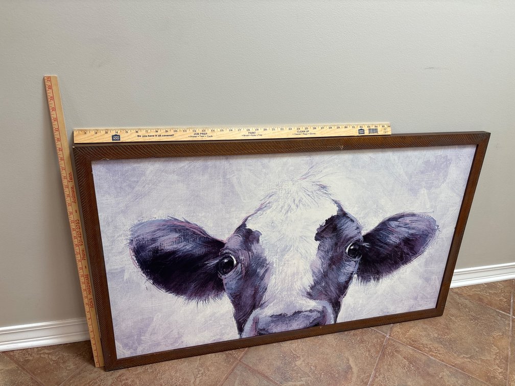Framed Cow Canvas Art with Wooden Frame