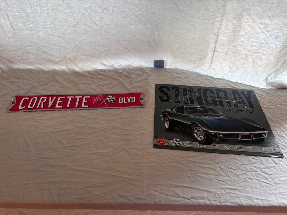 Corvette Blvd and Stingray 427 Metal Signs