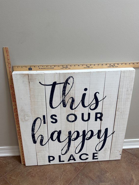 Distressed White Wood 'This Is Our Happy Place' Wall Decor