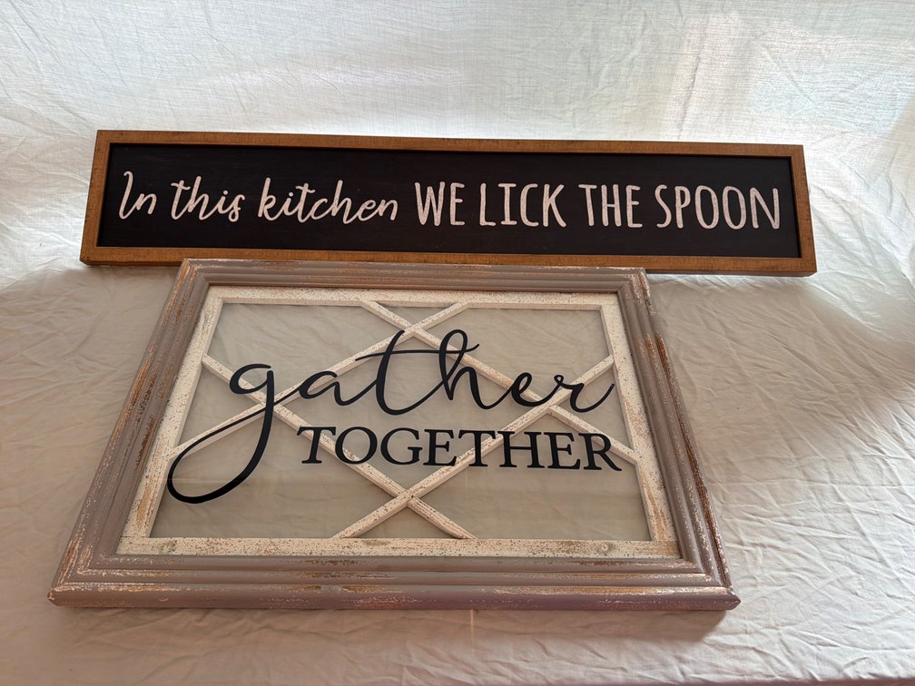 Two Decorative Wall Signs: Kitchen and Gathering Themes