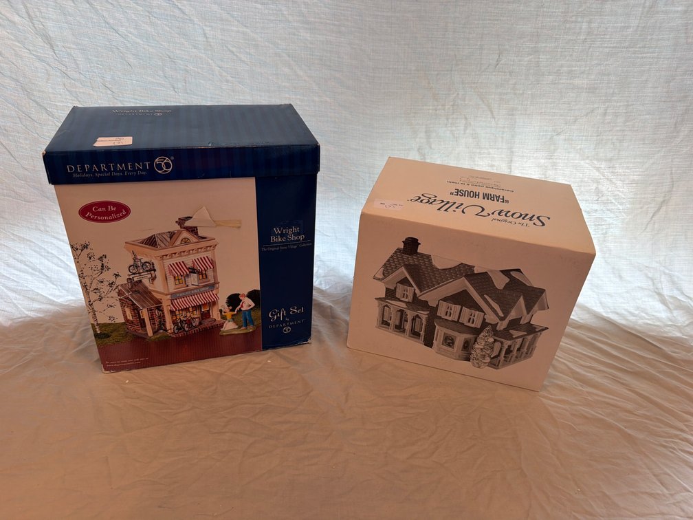 Department 56 Wright Bike Shop and Snow Village Farm House