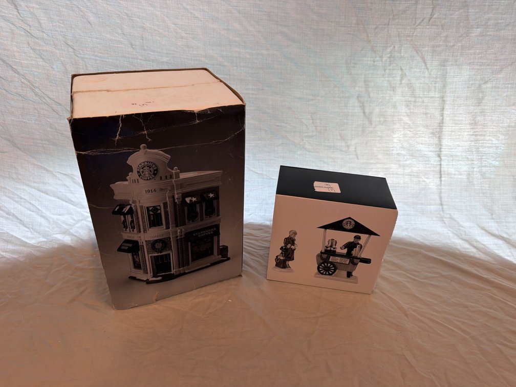 Starbucks Collectible Village Buildings and Cart Decor
