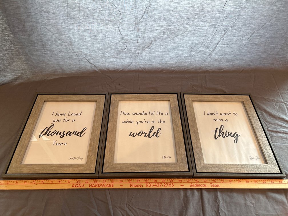 Three Framed Lyric-Themed Prints