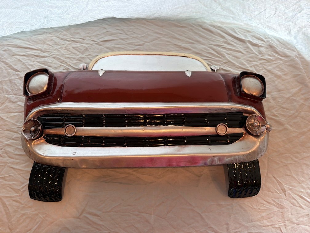 Metal Wall Art Sculpture of Classic Car Front End