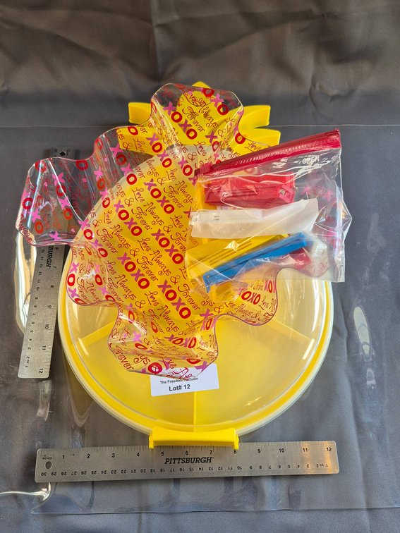 Yellow Pineapple-Shaped Snack Tray, Red Decorative Bowl, and Assorted Clips Set