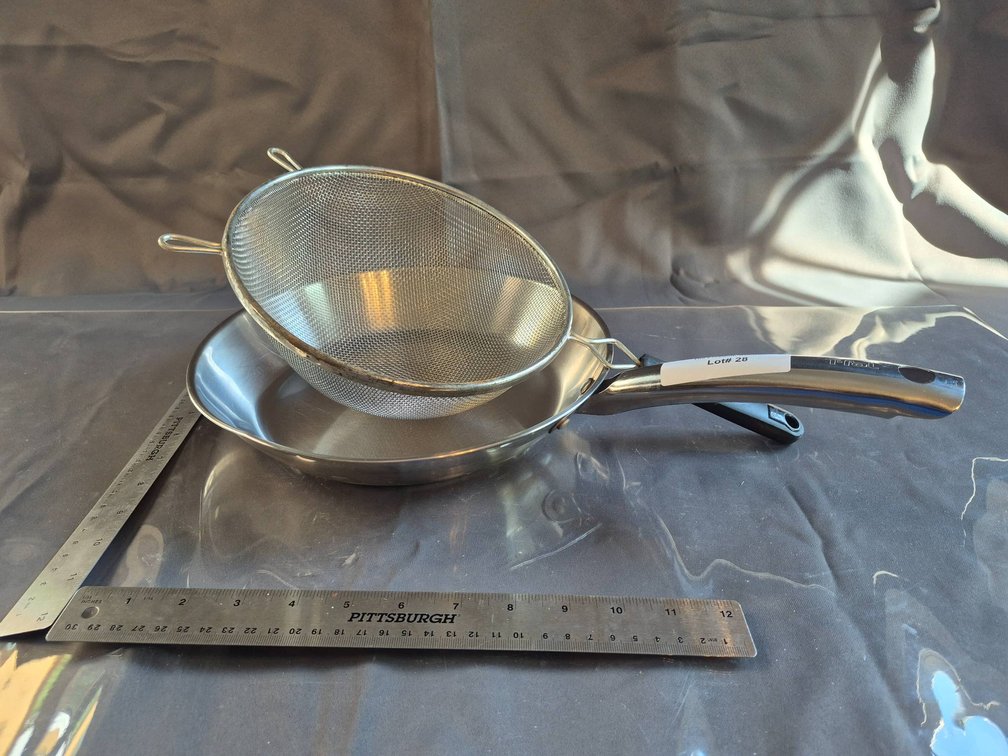 T-fal Stainless Steel Fry Pan and Metal Mesh Strainer Set
