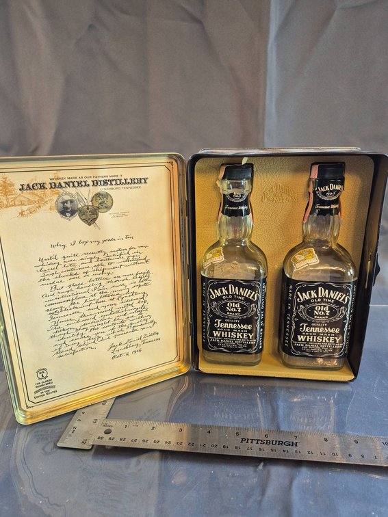 Jack Daniel's Old No. 7 Whiskey Collectible Tin with Two Mini Bottles