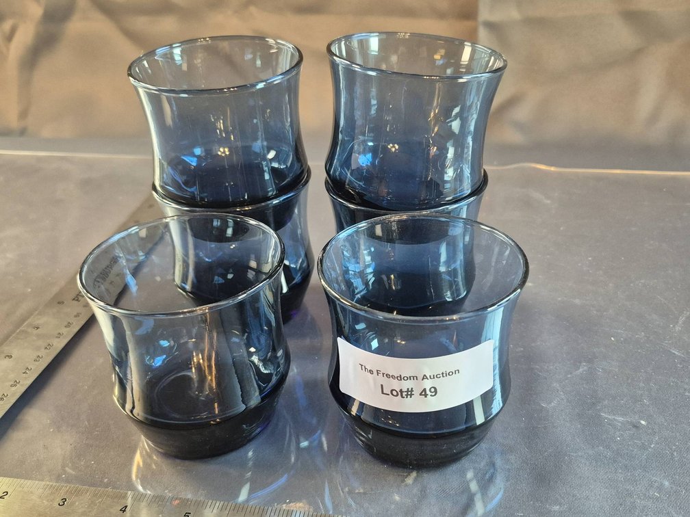 6 Blue Glass Tumblers