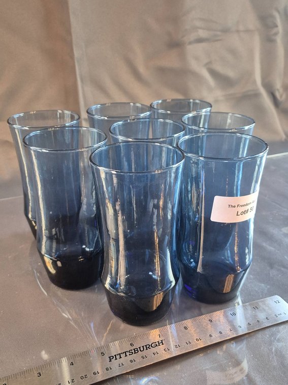 Eight Midnight Blue Glass Tumblers